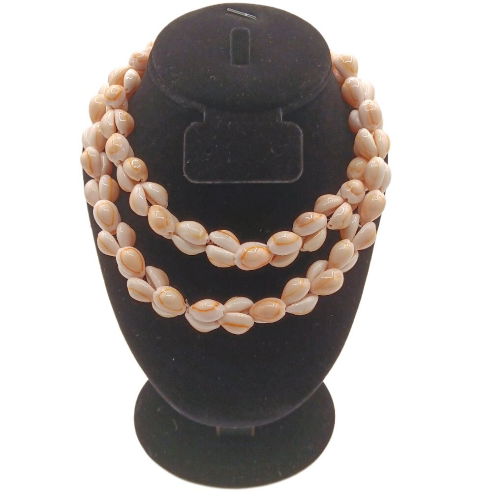 Cowrie Heart Shell Necklace 32” Surfer Beach Boho Coastal Hawaii Vacation Summer